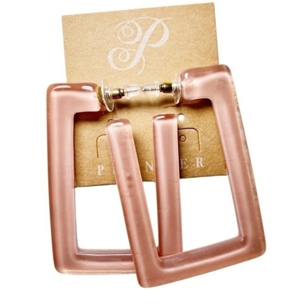 Plunder Pink Square Hoop Earrings